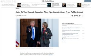 Betsy DeVos Trump’s Education Pick Has Steered Money From Public Schools The New York Times